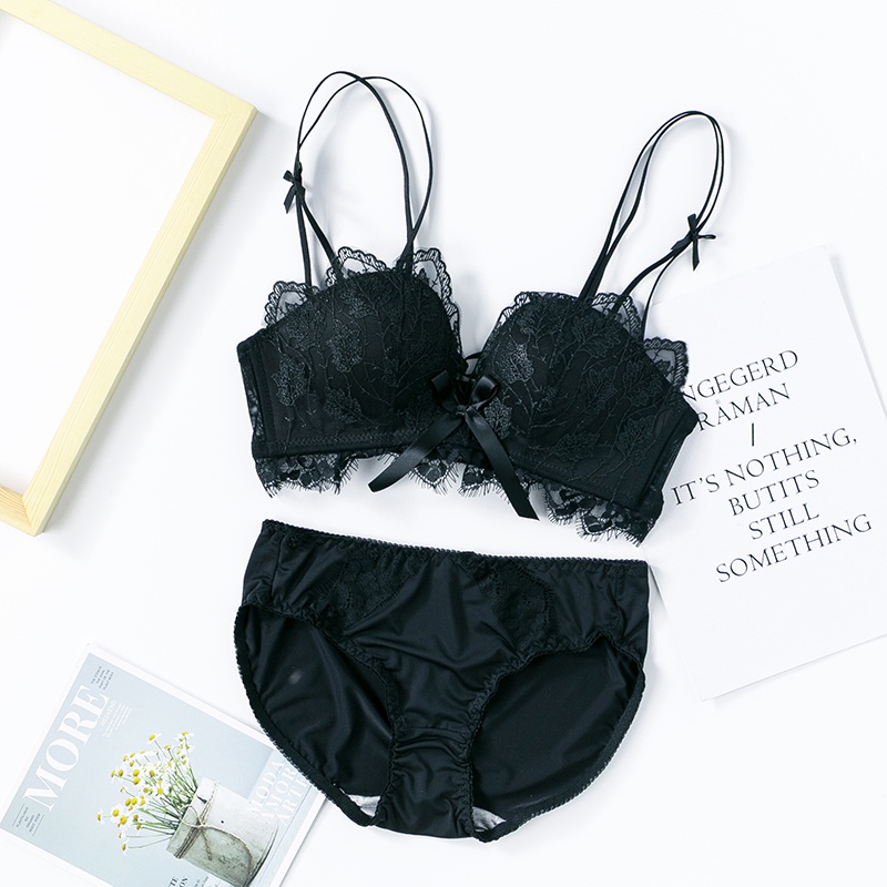 Set Áo Lót Nâng Ngực Thêu Hoa + Quần Lót Ren Thời Trang Cho Nữ