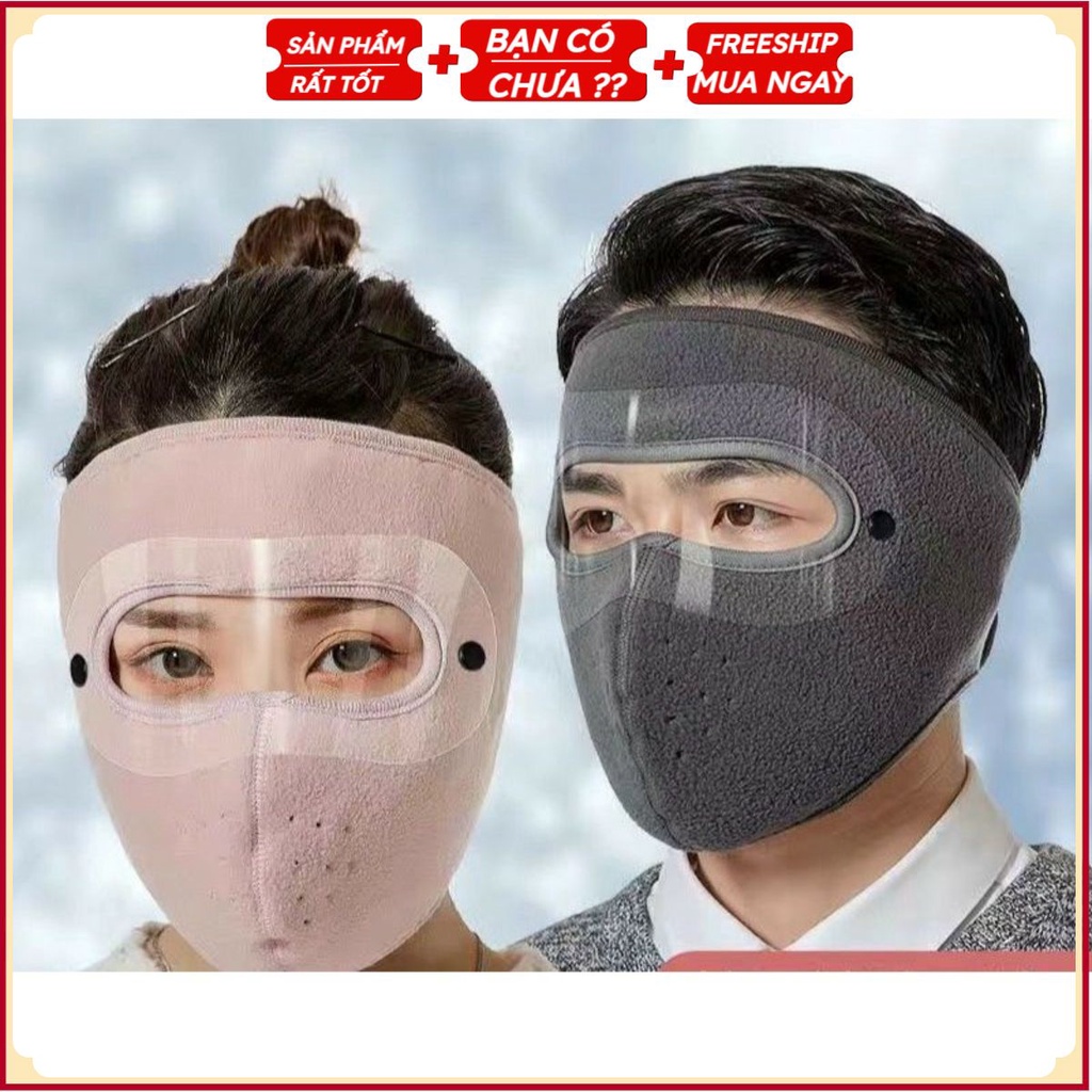 PVN19931 Khẩu trang kính ninja 2in1 lót nỉ chống mưa gió lạnh bảo vệ mắt T2
