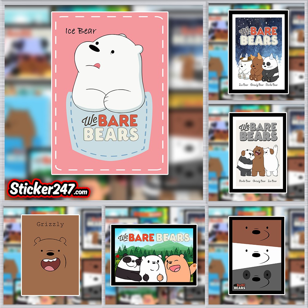 Sticker We Bare Bears 𝑭𝒓𝒆𝒆𝒔𝒉𝒊𝒑 chống nước sticker dán laptop, điện thoại, đàn guitar, mũ bảo hiểm, vali - Sticker 247