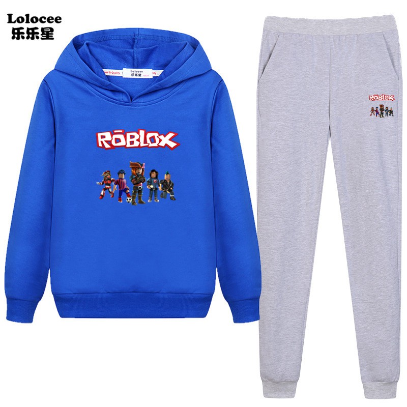 ROBLOX Áo Hoodies Có Nón Dài Tay + Quần Dài Thời Trang Cho Bé Trai Từ 3-14 Tuổi