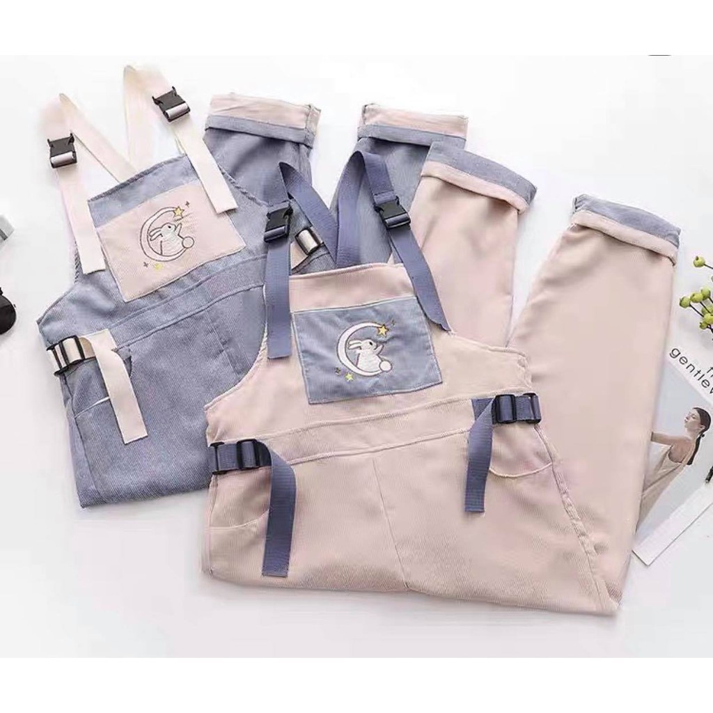 (ord) yếm ulzzang phong cách dễ thương, yếm thỏ, yếm thỏ hồng xanh