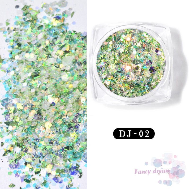 Bột kim tuyến lấp lánh siêu mỏng trang trí nghệ thuật cho móng tay 12 màu tuỳ chọn