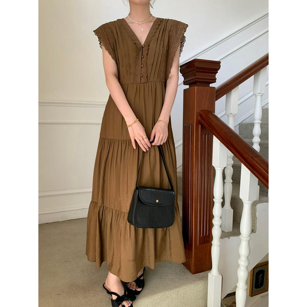 Đầm Ren Không Tay Lưng Cao Cổ V Thời Trang Quý Phái 61773