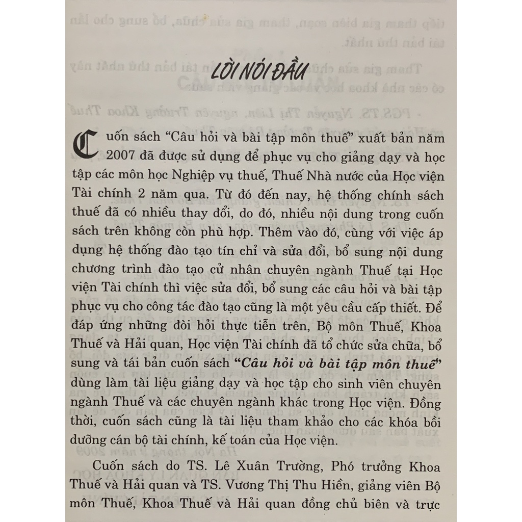 Sách - Câu Hỏi Và Bài Tập Môn Thuế