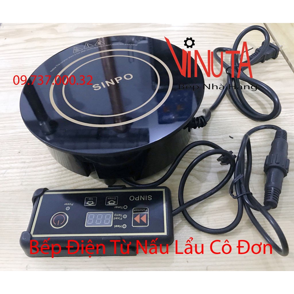 Bếp từ lẩu cô đơn 800W, Bếp điện từ lẩu âm bàn Sinpo 800W đơn hình tròn đặt âm bàn