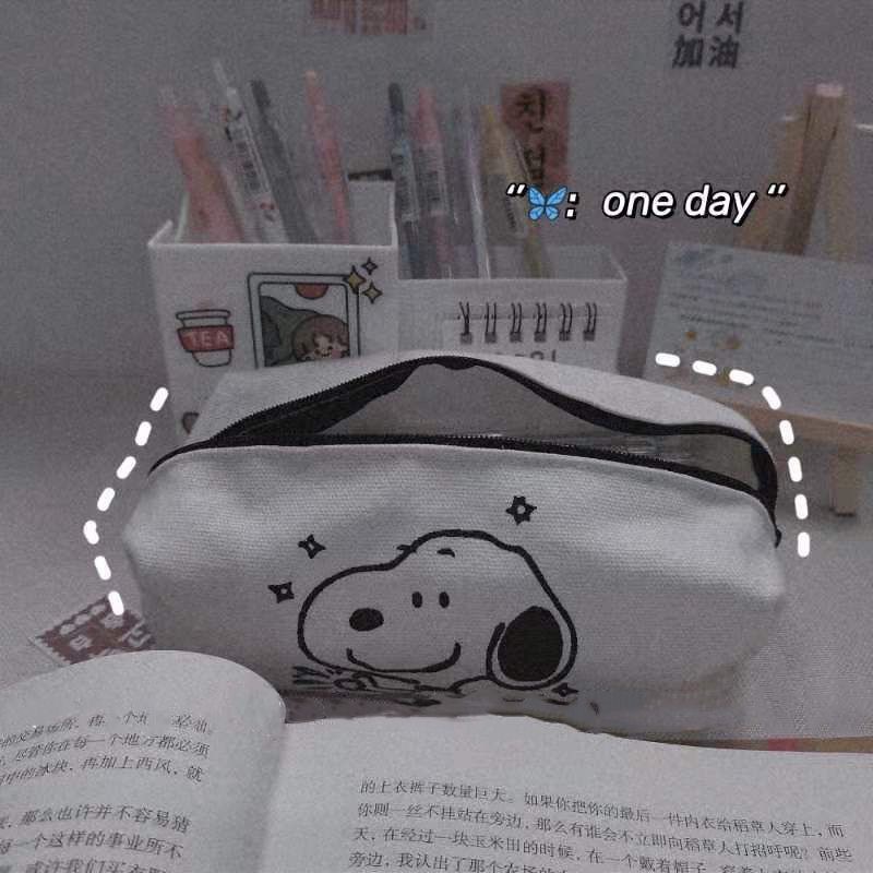 Túi Đựng Bút Cỡ Lớn In Hoạt Hình Snoopy Kiểu Nhật Bản Dễ Thương Ốp