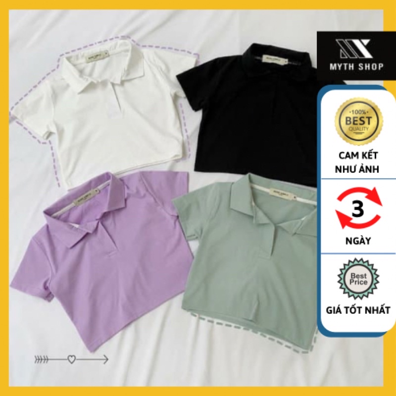 Áo Croptop PLO Cổ Trụ Tay Ngắn Đủ Màu Hot Trend (Ảnh thật)