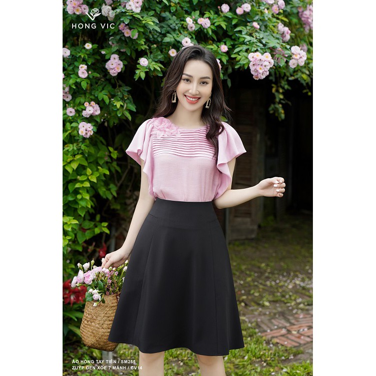 [Mã LT50 giảm 50k đơn 250k] Áo nữ thiết kế Hongvic hồng tay tiên SM255