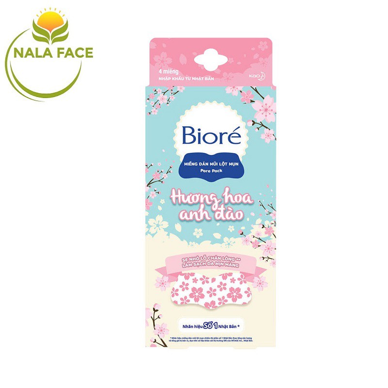 [BIORE] Hộp 4 Miếng Dán Mũi Lột Mụn Bioré Hương Hoa Anh Đào