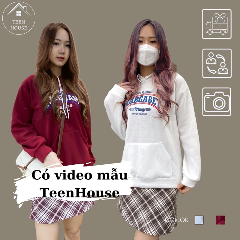 Áo hoodie nữ form rộng chất nỉ bông dày dáng rộng, kiểu nỉ hàn quốc, dáng áo nỉ sweater nữ 2 màu đỏ, trắng