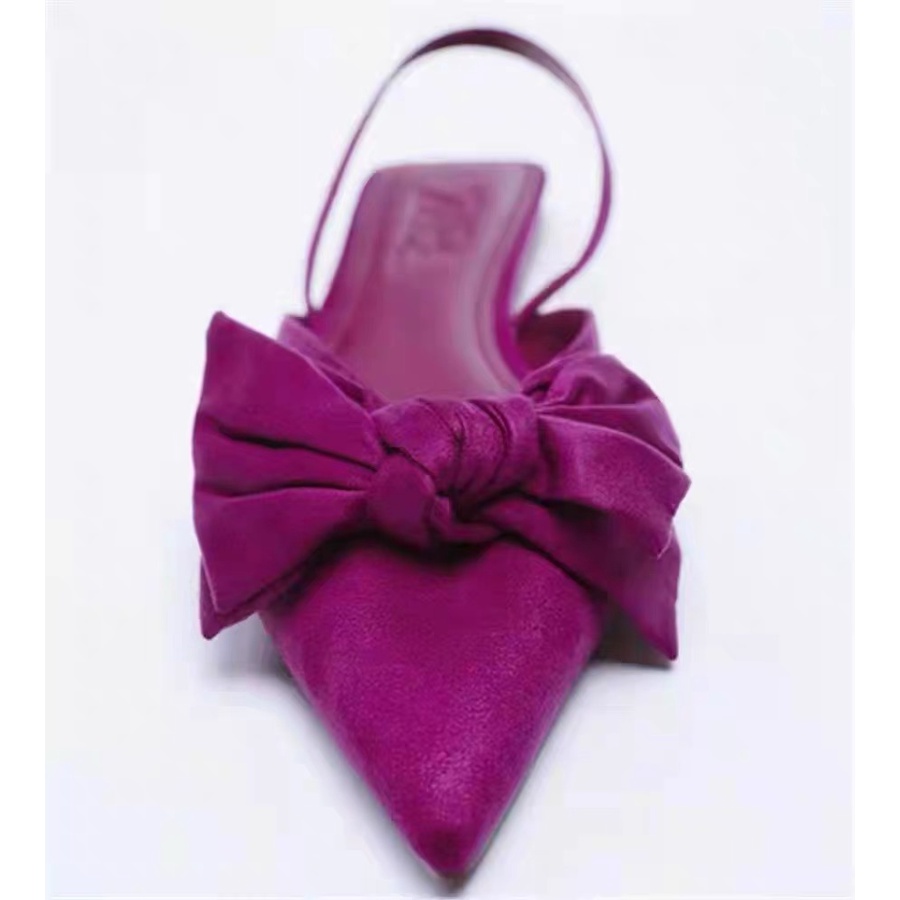 Giày mũi nhọn sling back vải satin nhà zara