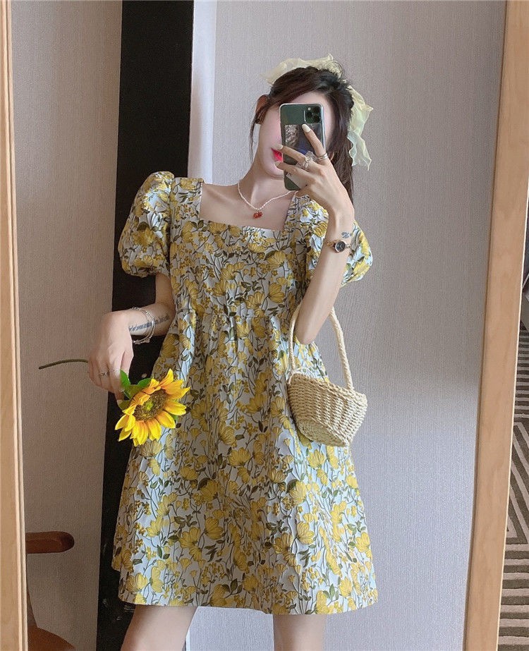 Đầm Xòe Tay Phồng In Họa Tiết Hoa Thanh Lịch Dành Cho Nữ | BigBuy360 - bigbuy360.vn