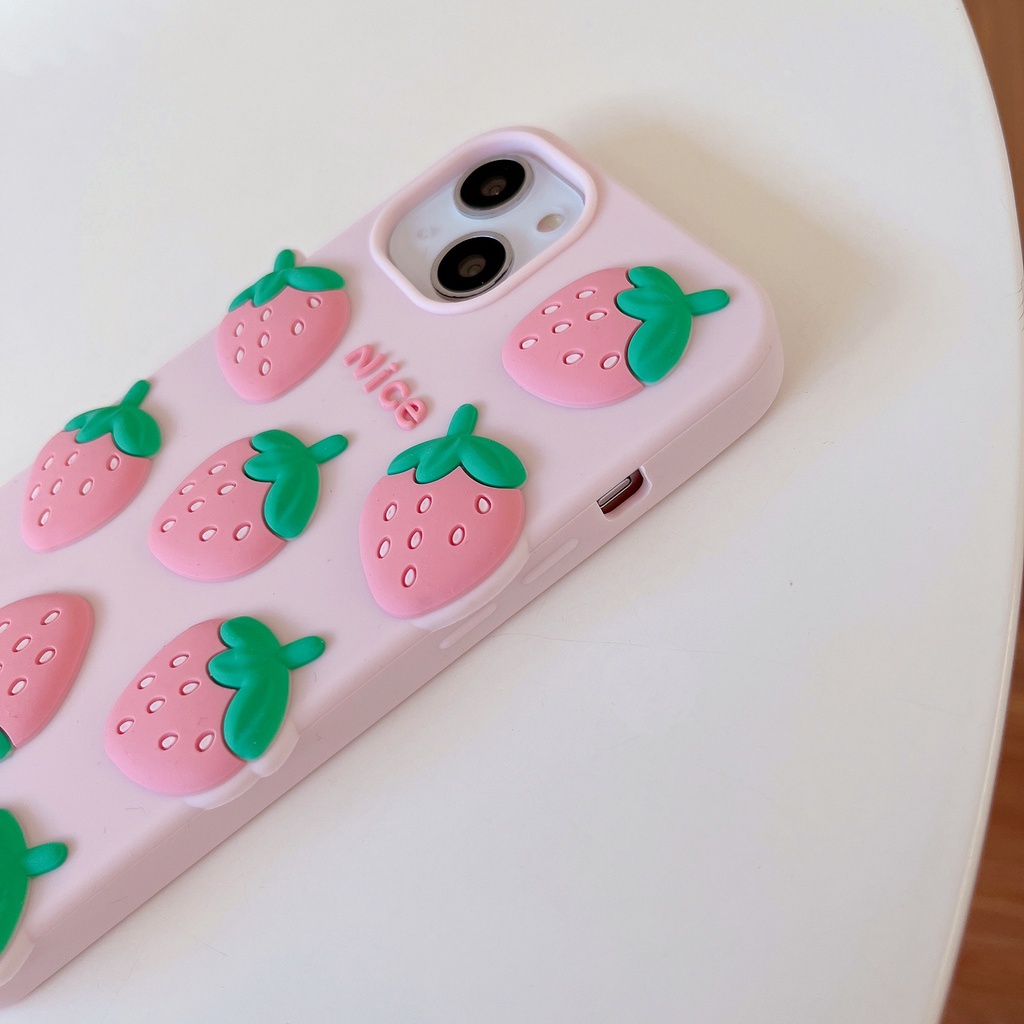 Ốp Điện Thoại Silicone Mềm Chống Sốc In Hình Dâu Tây Hoạt Hình Cho iPhone 13 12 11 Pro Max XR XS Max X 7 8Plus