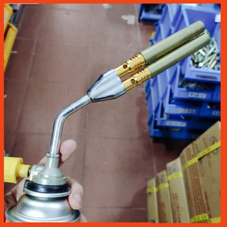 khò ga đồng 2 nòng, khò ga cao cấp sử dụng bình gas mini (không gồm binh gas)