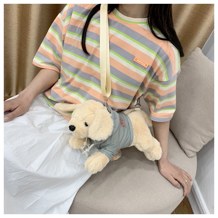 Túi Đeo Chéo Hình Cún Nhồi Bông Dễ Thương Phong Cách Mới Dành Cho Nữ