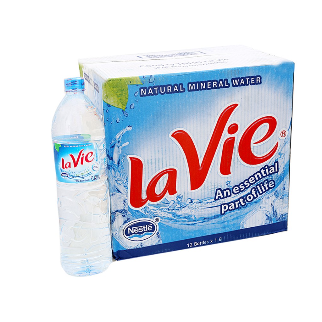 Thùng 12 chai nước khoáng La Vie 1.5 lít