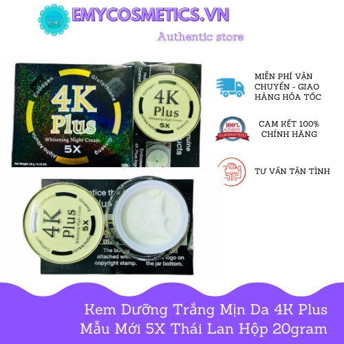 [hàng chính hãng] Kem sâm 4k plus mẫu mới 5x trắng da mặt thái lan hộp 20gram