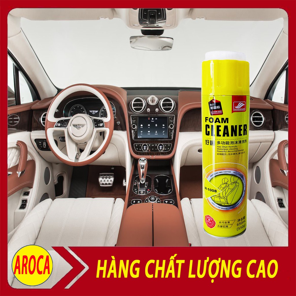 [Mẫu mới] Chai Xịt Bọt Đa Năng Vệ Sinh Ghế Da, Ghế Nỉ, Đồ Da, Nội Thất Ô Tô Foam Cleaner Công Nghệ Mỹ AROCA