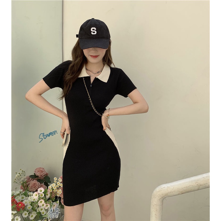Đầm Ngắn Cổ Polo Dáng Ôm Thời Trang Mùa Hè Quyến Rũ Cho Nữ