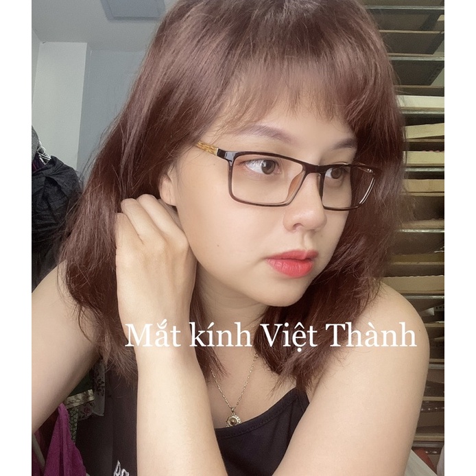 gọng kính vuông nhựa giả gỗ có lò xo nhận làm cận viễn loạn theo yêu cầu
