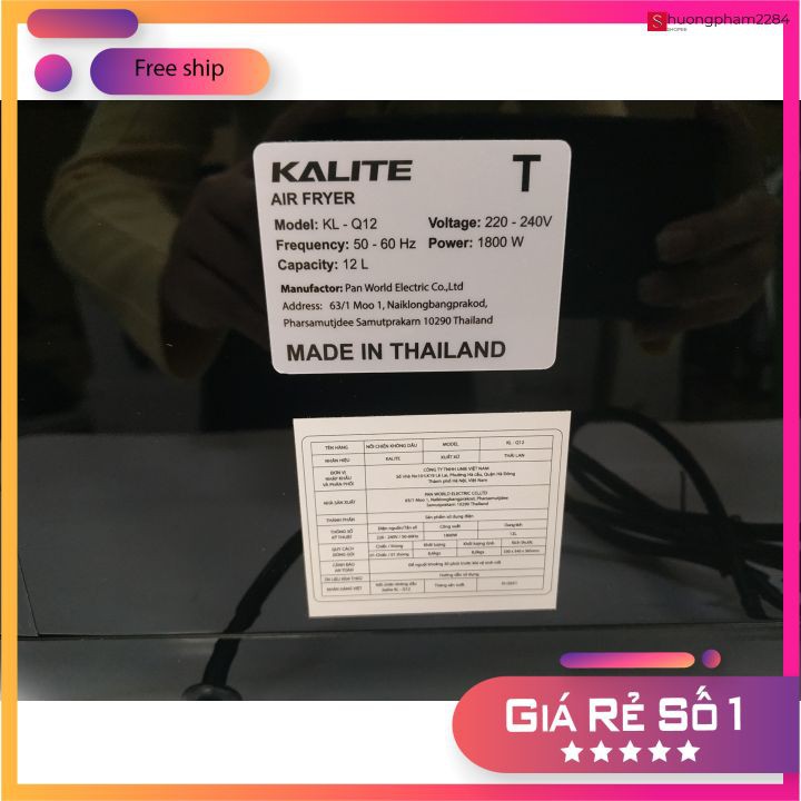 [Tặng bình xịt dầu + Kẹp thức ăn] Nồi chiên không dầu Kalite Q10 | Q12 | KL1200 - Hàng chính hãng