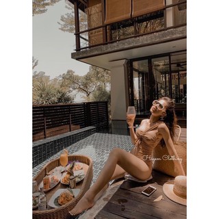 [CÓ SẴN] Bikini Vắt Chéo Vai Liền Thân Siêu Tây