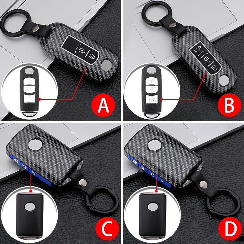 Vỏ Bọc Chìa Khóa Điều Khiển Từ Xa Bằng Sợi Carbon Cho Mazda 2 3 6 Axela Atenza Demio CX30 CX5 CX3 CX7 CX8 CX9 CX-5 CX5 CX-7 CX-9 2014 2015 2016