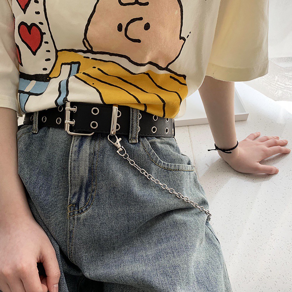 Thắt lưng phối hai hàng chốt cài phong cách punk cho nam nữ MXMUSTY