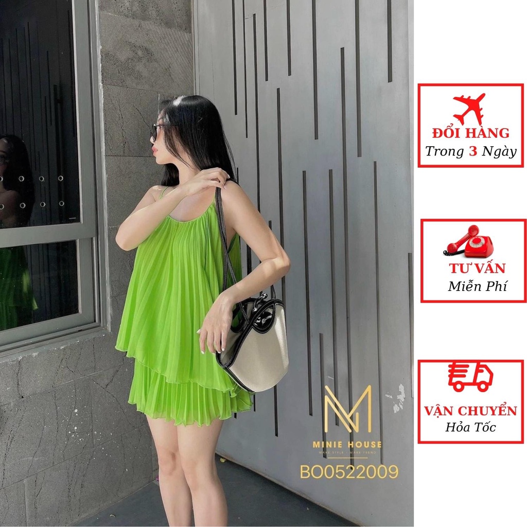 Set áo 2 dây nữ dập ly dáng suông xòe kèm quần suông ngắn ống rộng tiểu thư bánh bèo đi biển du lịch ulzzang Hàn Quốc