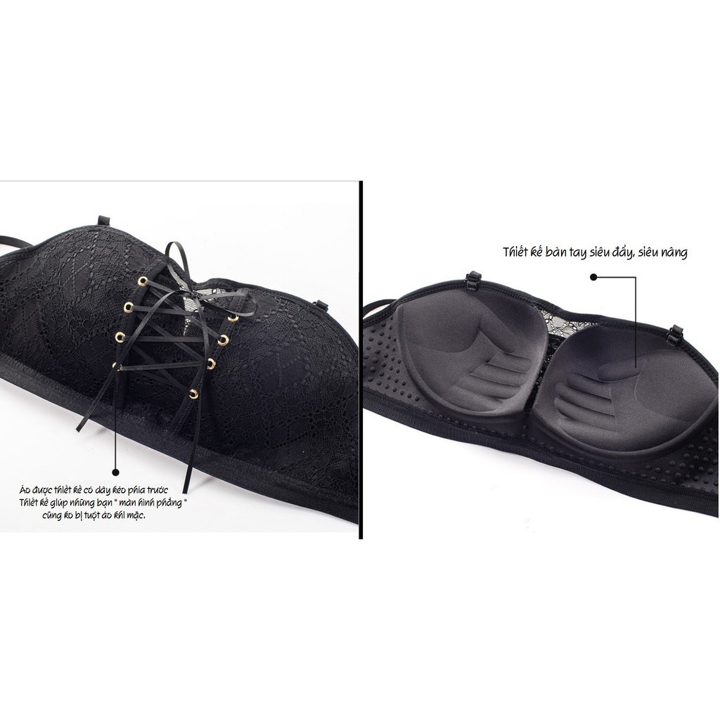 Áo lót nữ dây rút cup ren - Áo chip đệm dày, chống tụt siêu nâng ngực quyến rũ shop BUKI