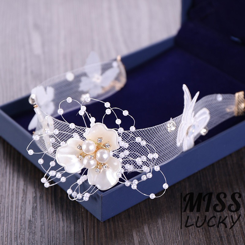 VN HANDMADE Vòng Cổ Ren Hoa Đính Ngọc Trai Sang Trọng Cho Nữ