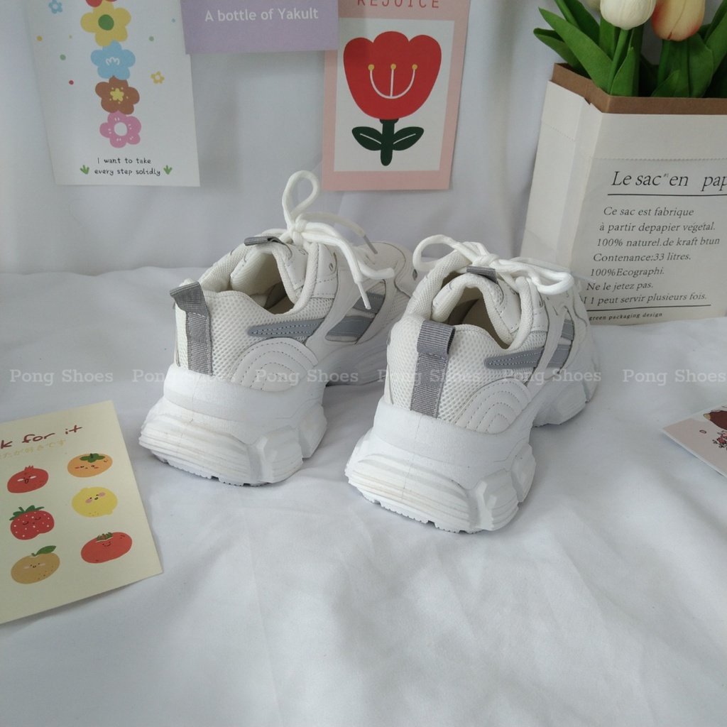 Giày sneaker nữ mùa Hè phong cách Ulzzangs PongShoes màu trắng xám, trắng tím FULL HỘP 1286