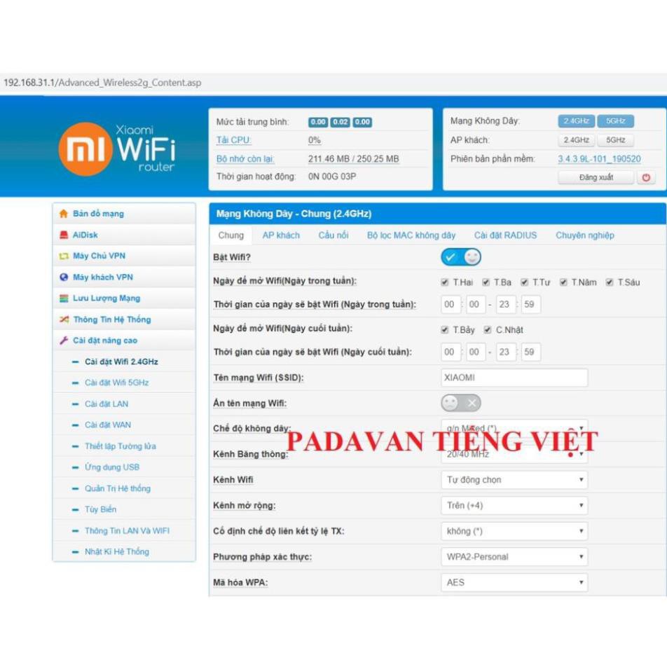 Phát WIFI XIAOMI GEN 3 Router chuẩn AC  tốc độ cao Rom PADAVAN