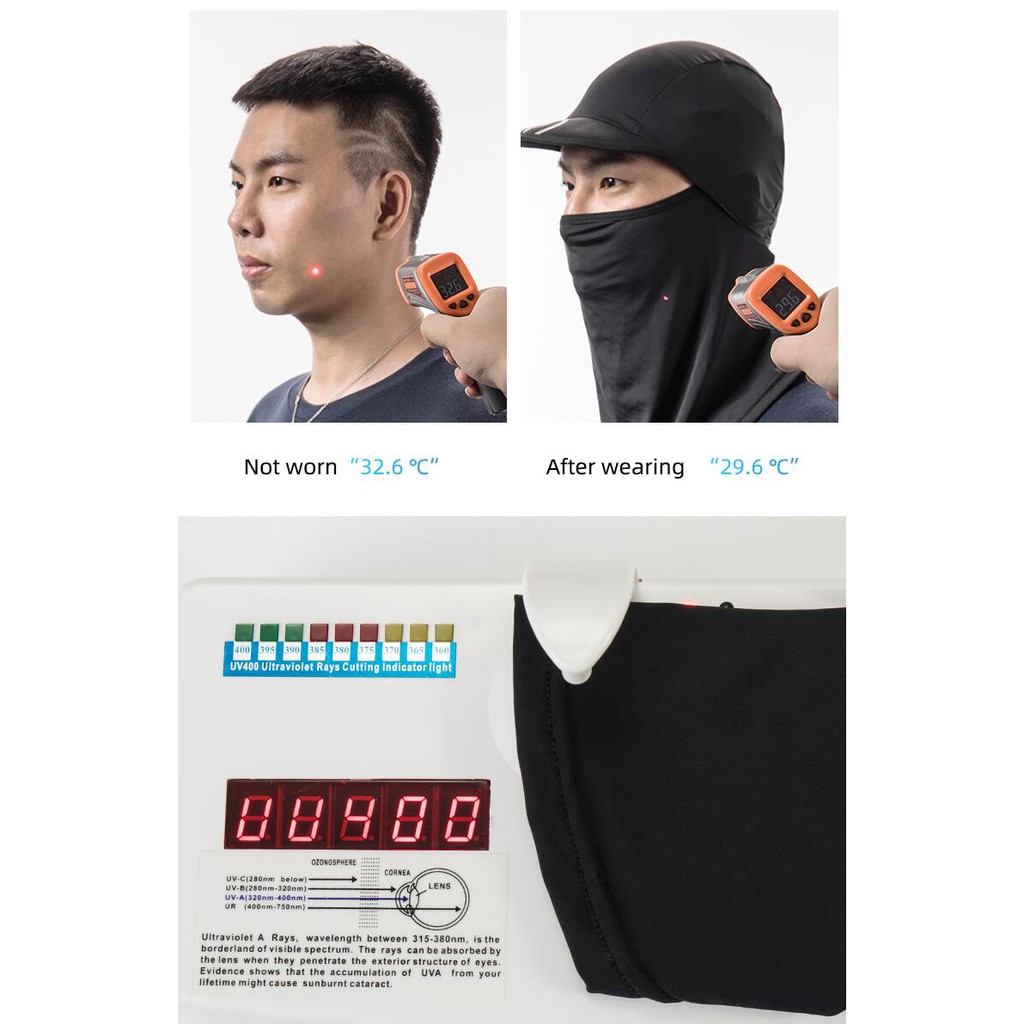 Mũ trùm đầu ROCKBROS kiêm khẩu trang chống nắng chống tia UV bằng lụa lạnh cho hoạt động thể thao ngoài trời mùa hè