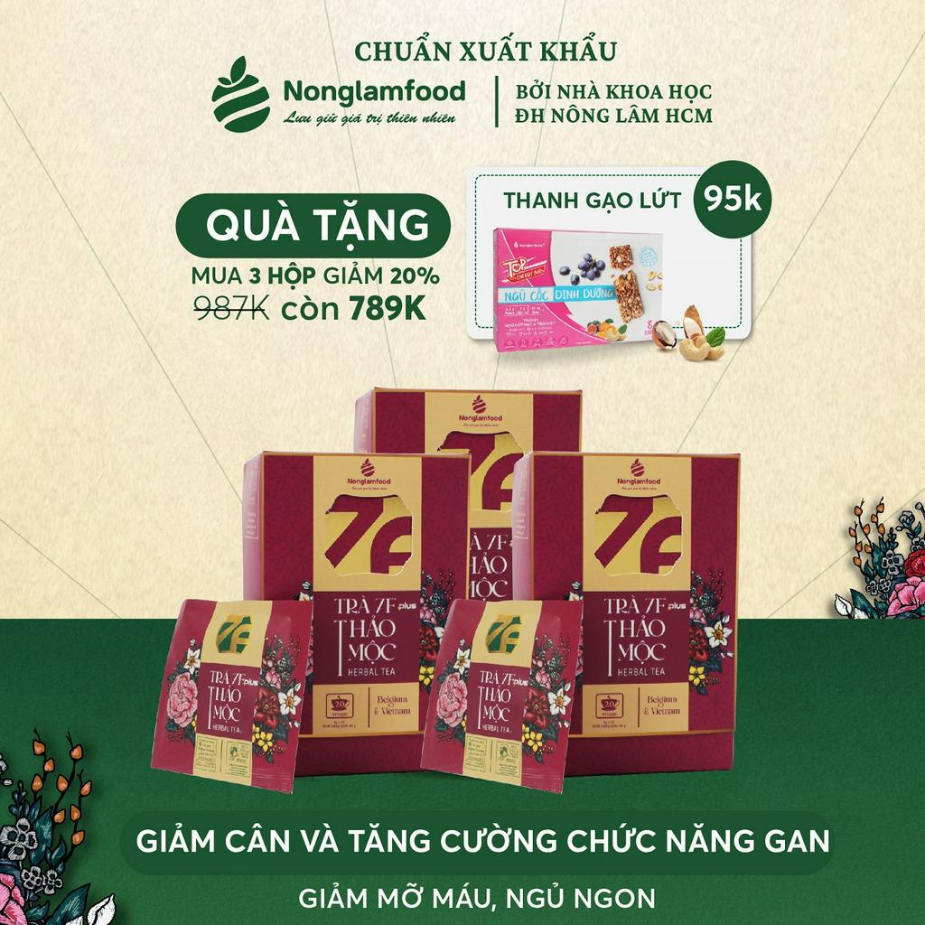 [TẶNG KÈM QUÀ] Combo Trà Thảo Mộc 7F và 7F Plus có vỏ bưởi giảm cân, thanh lọc, mát gan, giảm đường huyết Nonglamfood