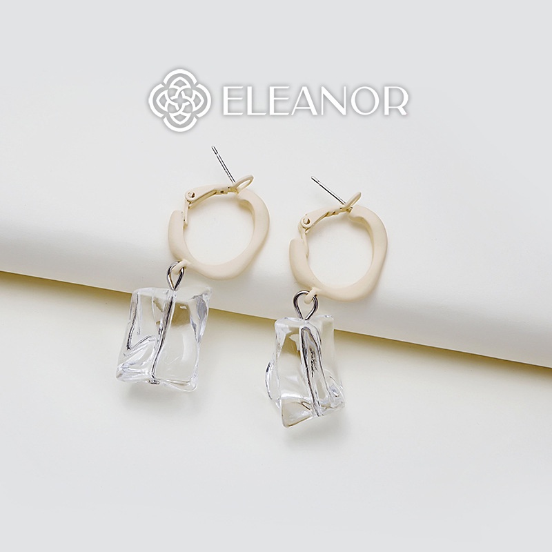 Bông tai nữ chuôi bạc 925 Eleanor Accessories hình vuông khối phụ kiện trang sức hiện đại