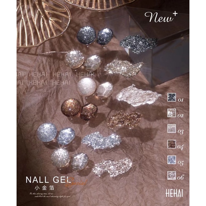 Gel nhũ hũ Set 6 màu kèm bảng màu