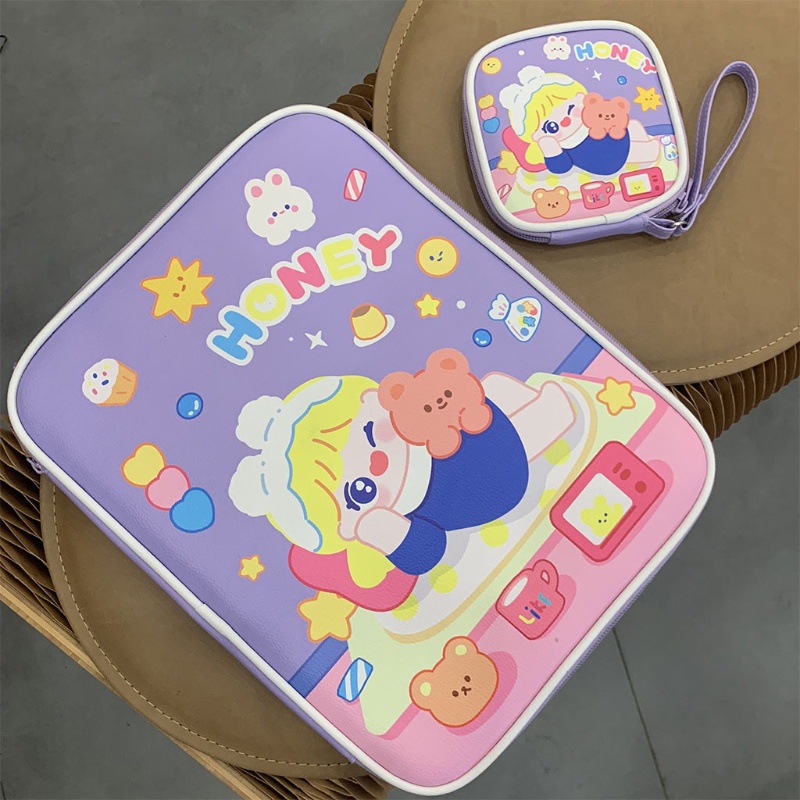 Túi Da Giả Đựng Laptop Họa Tiết Hoạt Hình Có Khóa Kéo Cho Máy Tính Bảng 9.7-11 "