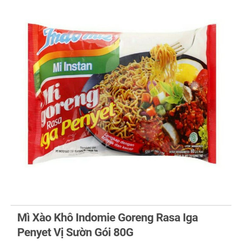 Mì Xào Khô Indomie Goreng Rasa gaPenyet Vị sườn 80g/ vị đặc biệt 85g/ vị cay nóng Gói 79G