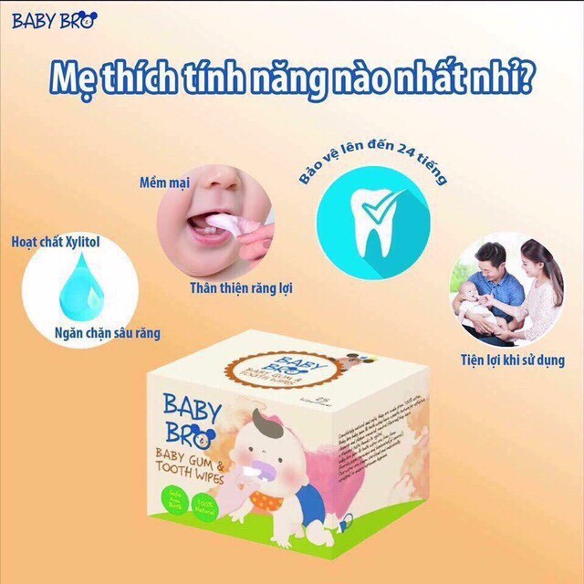 Gạc lau răng miệng, rơ lưỡi Hàn Quốc Baby Bro An Toàn cho Bé Sơ Sinh và Trẻ em