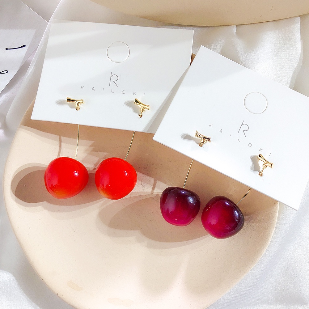 Cặp bông tai hình quả cherry pha lê thanh lịch cho nữ