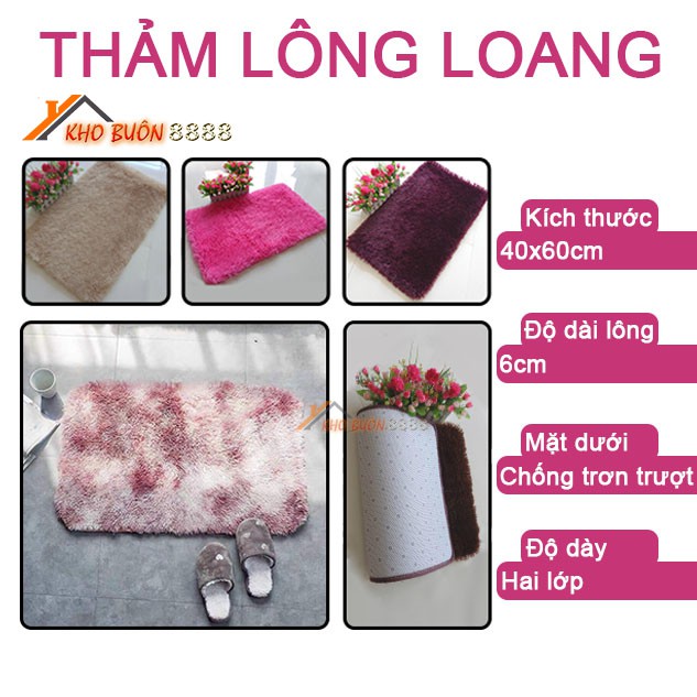 Thảm lông SALE loang xù chùi chân siêu dày mềm mịn chống trơn trượt cao cấp giá rẻ kích thước mini 40x60cm TLONG