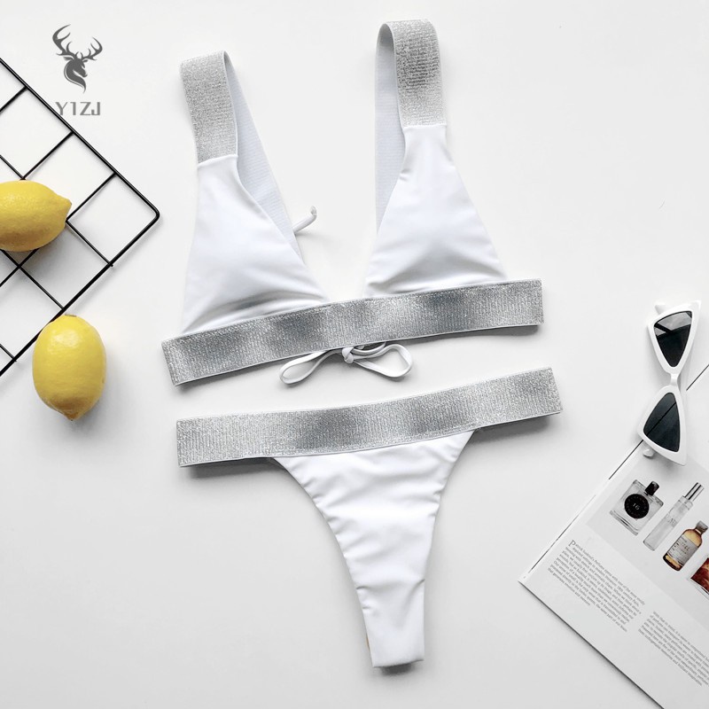 Bộ Đồ Bơi Bikini Lưng Cao Màu Trơn Có Đệm Nâng Ngực Cho Nữ | BigBuy360 - bigbuy360.vn