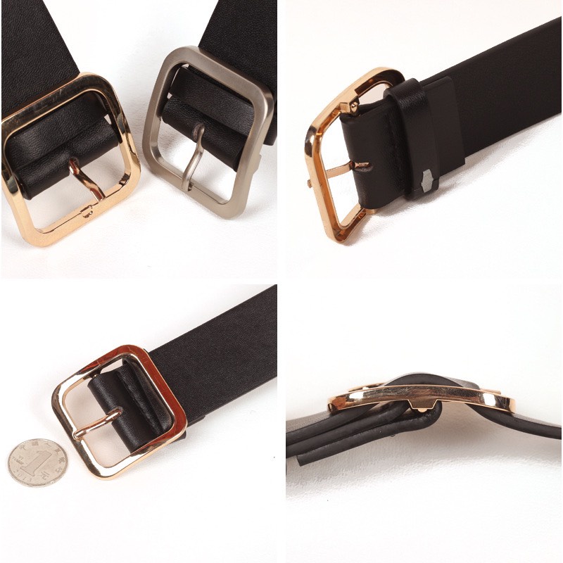 [ New] Thắt lưng bản to nam nữ UNISEX Thắt lưng mặt vuông bạc sáng nhiều size cho bạn lựa chọn