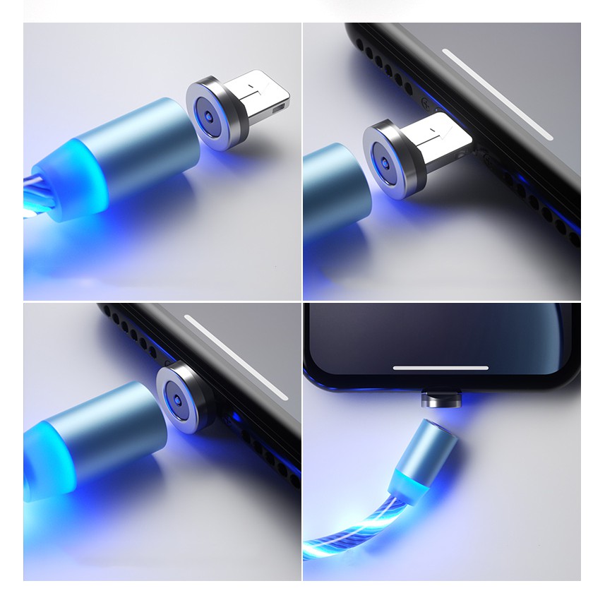 Cáp Sạc Nam Châm Cổng Usb Type C Đèn Led 1m Cho Samsung Huawei