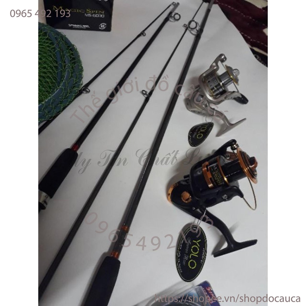 Com bo 2 bô cân đặc 2 khuc và máy yolo kem cước 4 con cá tăng kèm phụ kiện ( rẻ vô địch )