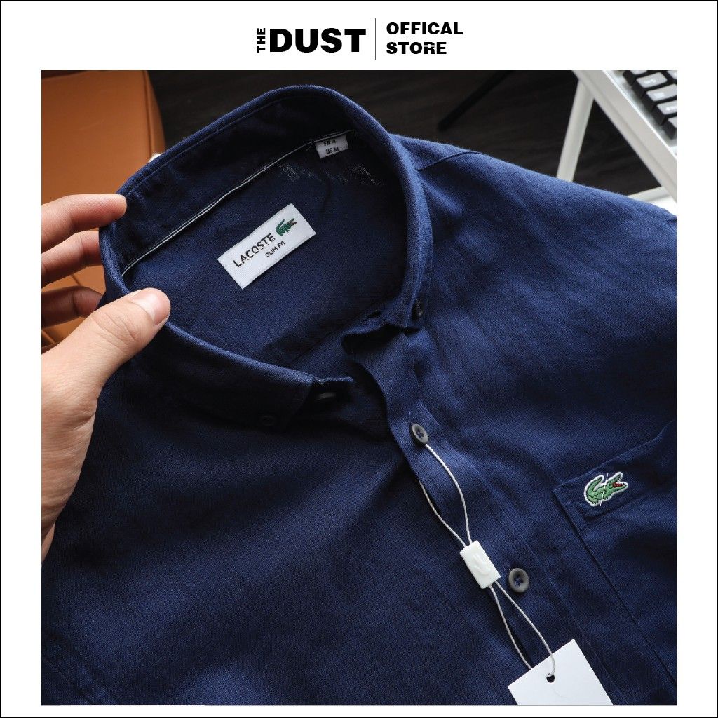 Áo sơ mi nam ngắn tay vải đũi LCT form slim fit, Sơ mi nam công sở chất liệu linen nhẹ cao cấp