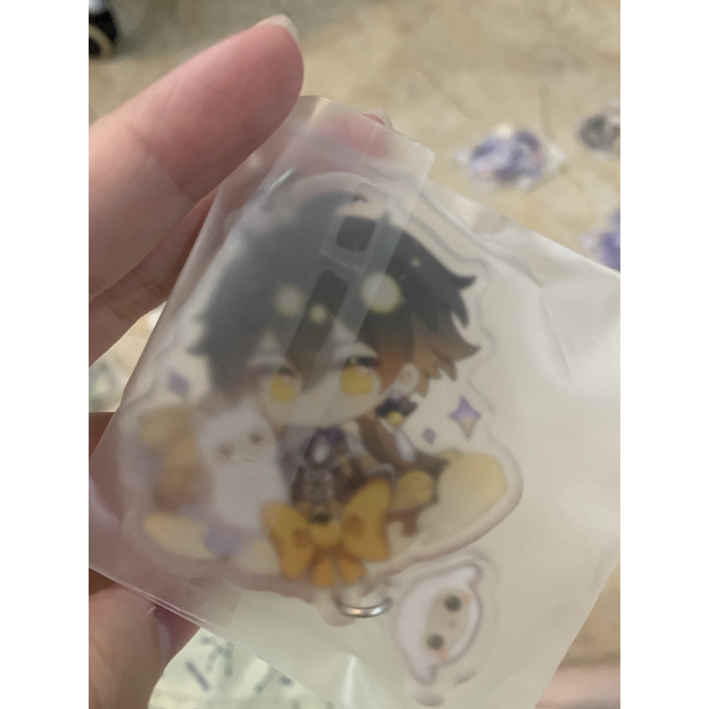 Móc khóa genshinimpact kèm pet hutao ganyu keqing babara xiao zhongli aether kaeya jean ningguang childe chongyun venti