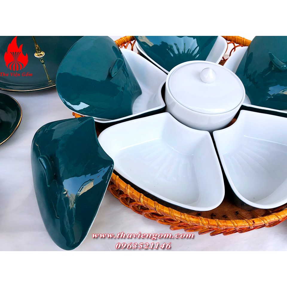Khay mứt xanh cổ vịt 2021 Gốm sứ Bát Tràng