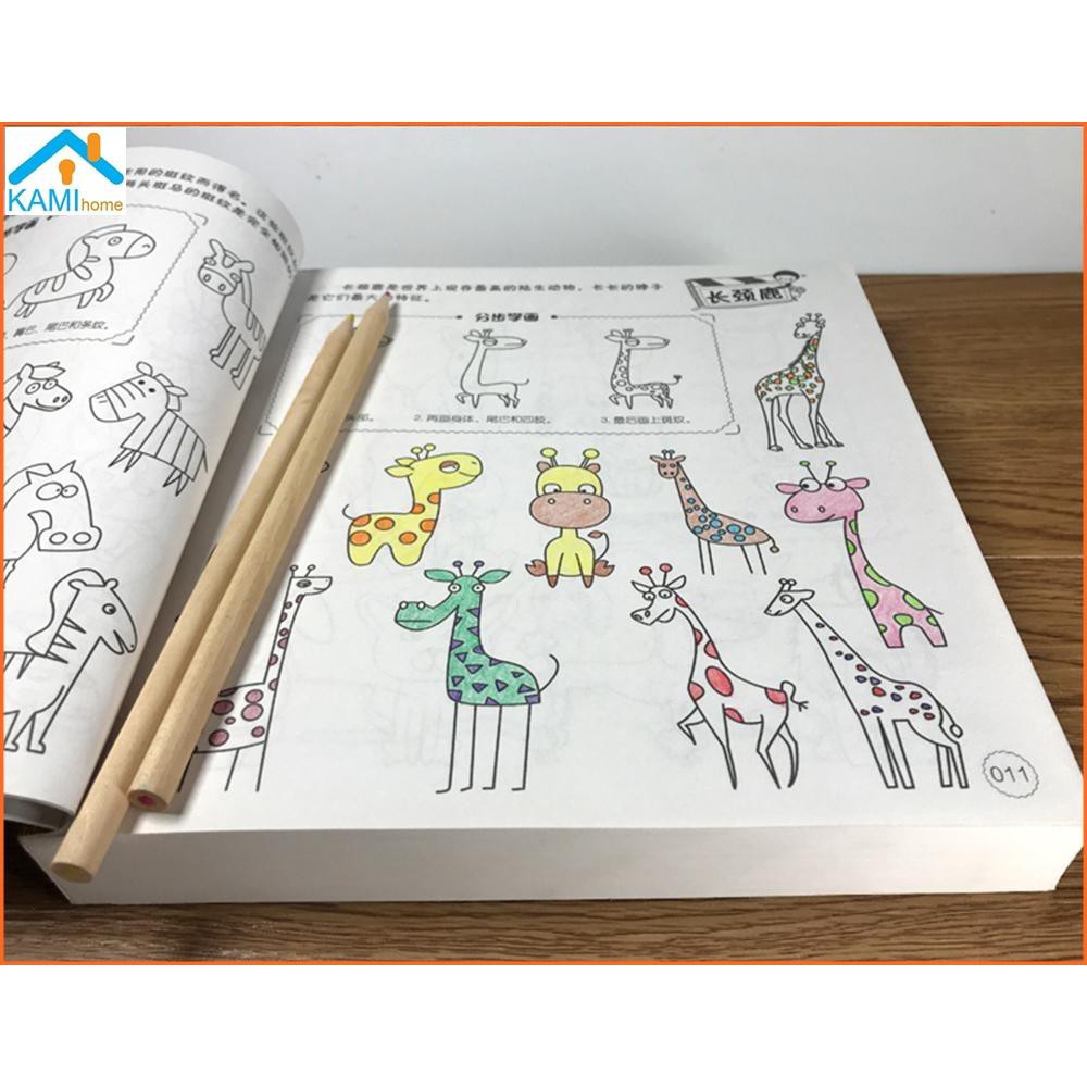 Vở Tô Màu 5000 Hình Cho Bé Tặng Kèm Bộ 12 Bút Chì Màu